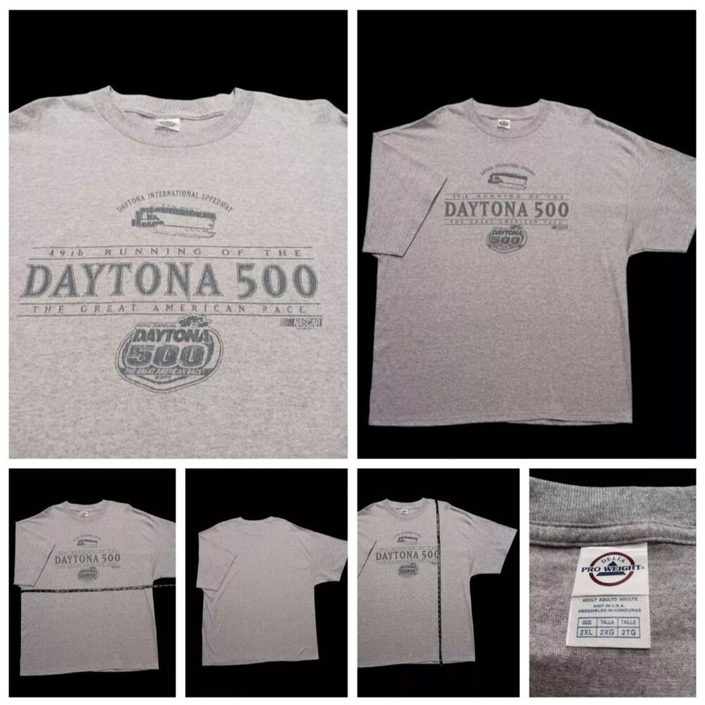 VTG NASCAR T Shirt 2007 Daytona 500 Mens 2XL Gray 49th Great American Race